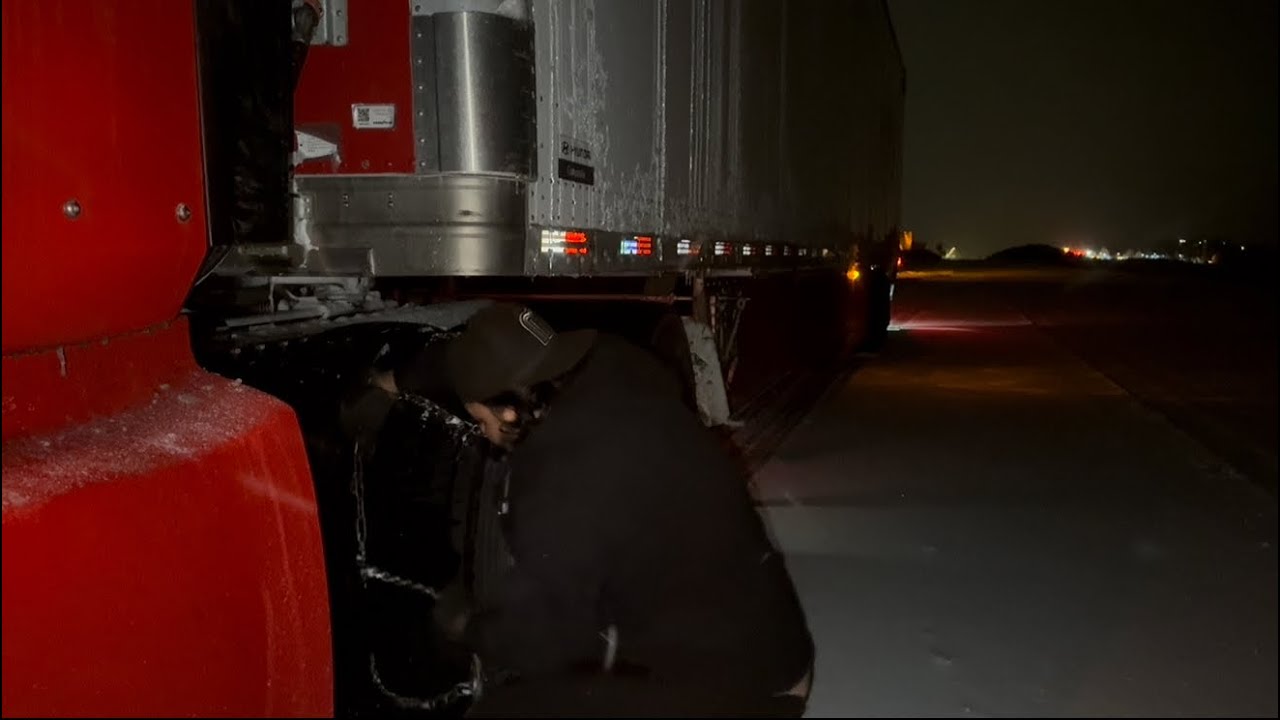 Driving through a snowy day in my SEMI TRUCK