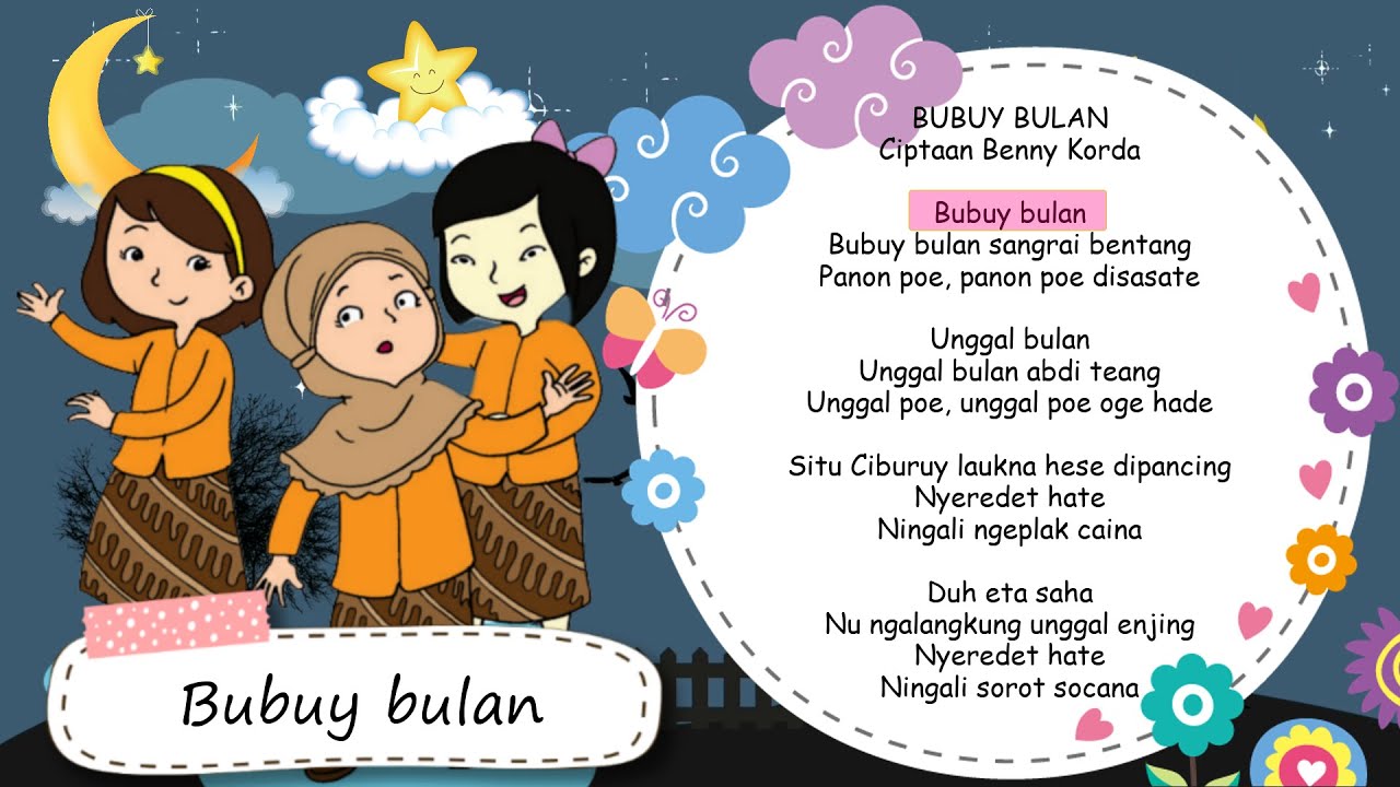 BUBUY BULAN (Lirik) - Lagu Daerah Jawa Barat Versi Anak | Tema 7 Kelas 4 SD | VOCAL SHEMA
