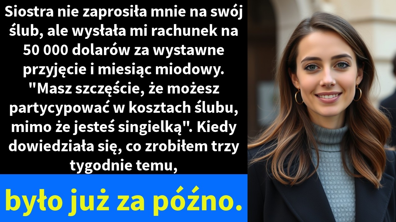 Siostra nie zaprosiła mnie na swój ślub, ale wysłała mi rachunek na 50 000 dolarów za wystawne