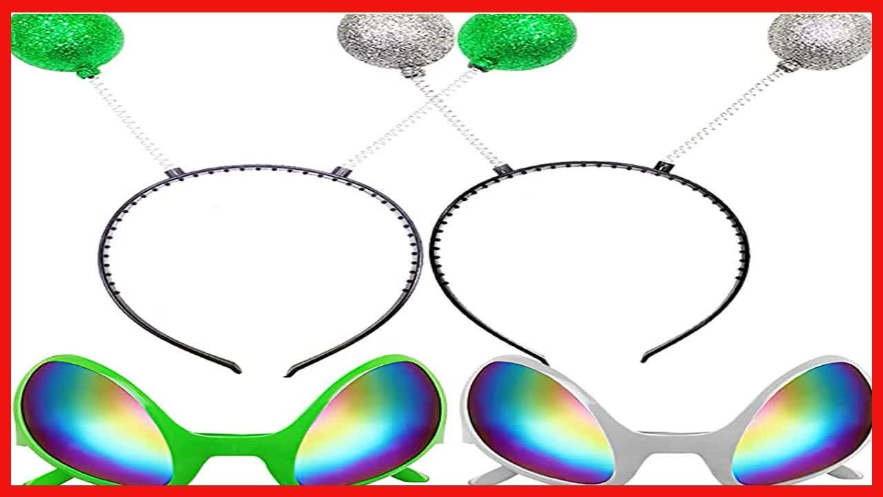 Great product -  Poptrend 2 Pairs Alien Headband and Glasses,Alien Rainbow Lens Sunglasses,Headband