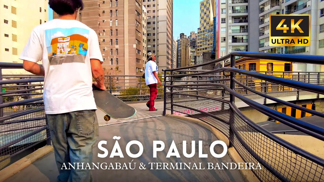 Anhangabaú e Terminal Bandeira | Caminhando em São Paulo 4K