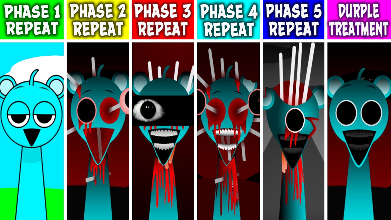 Sprunki PHASE 1-2-3-4-5 But EVERYONE Repeat DURPLE TREATMENT