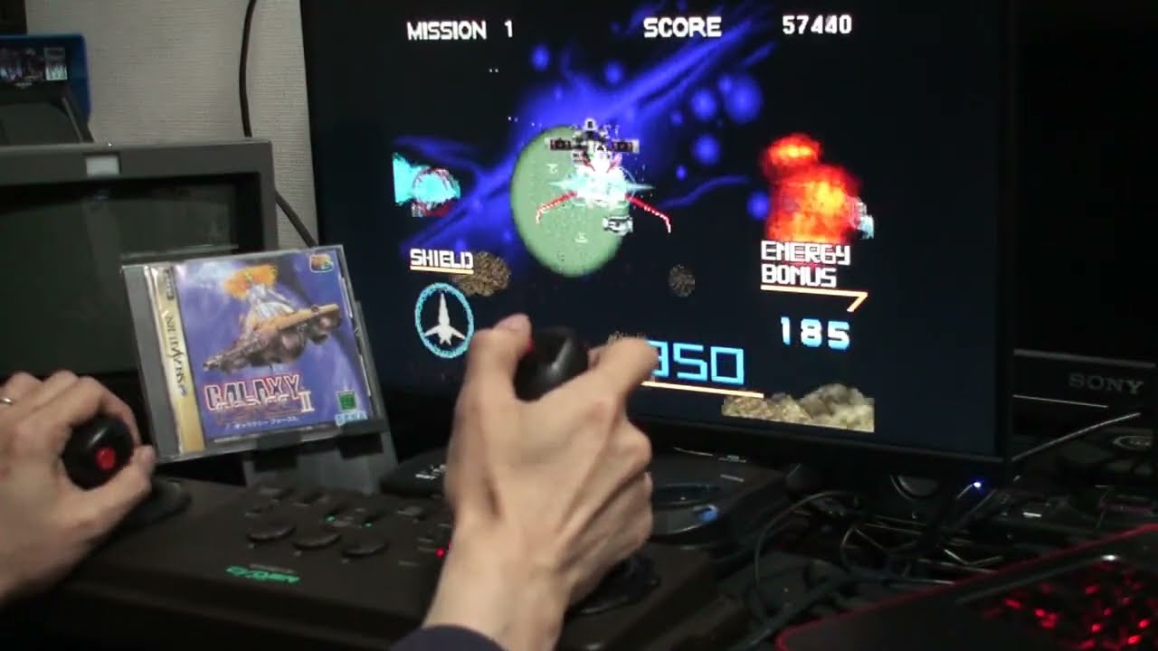 ギャラクシーフォースII セガサターン 実機 サイバースティック USB でプレイ