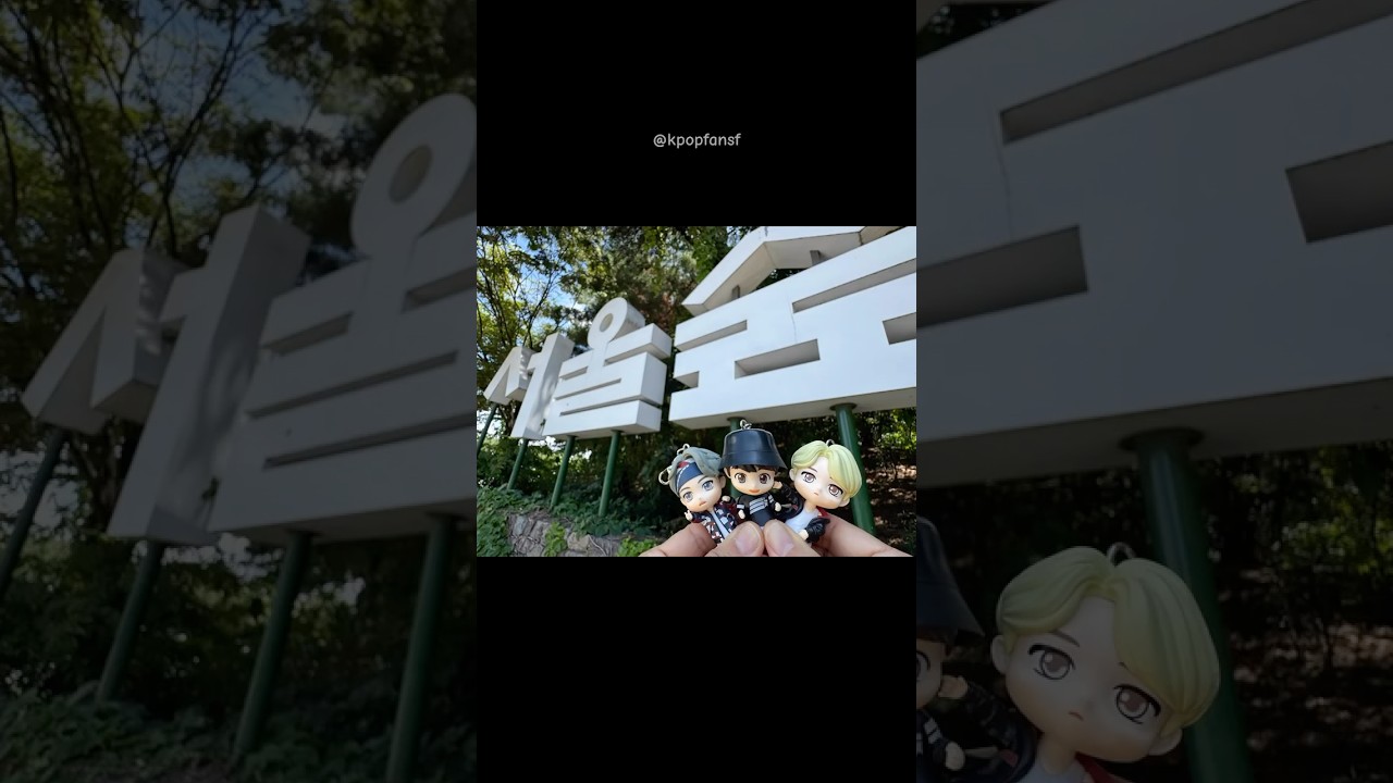 Finding the BTS benches at #seoulforest with our #tinytanbts ! #서울숲벤치