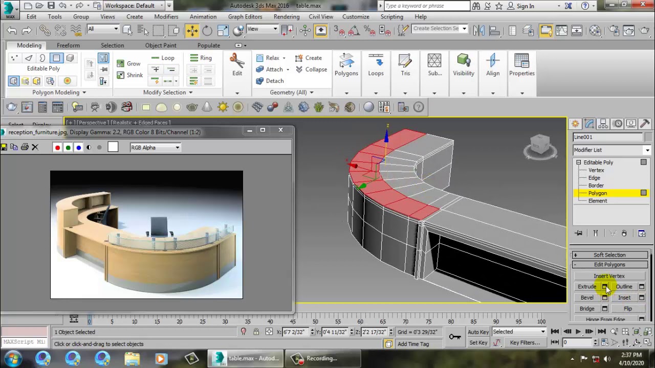 Tutorial on Modeling a Reception Table in 3dsmax.