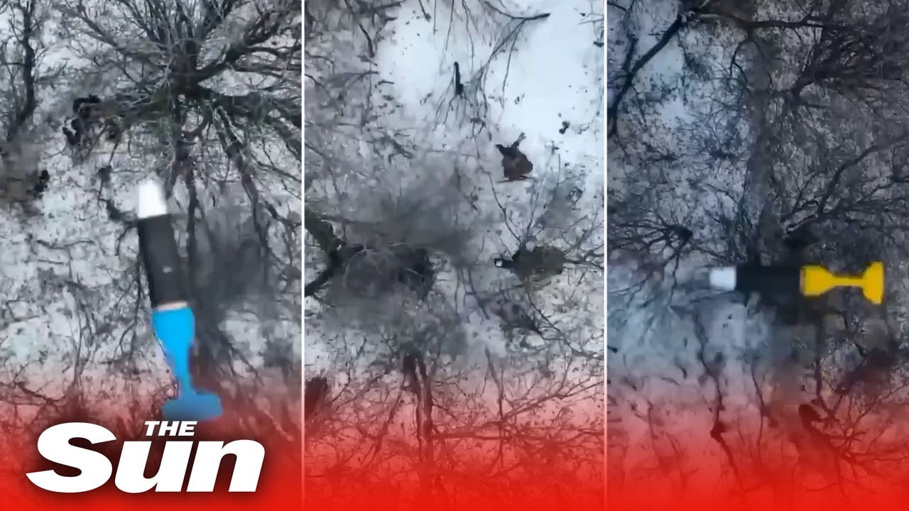 Ukrainian drone drops multiple bombs on Russians forcing them to flee their positions