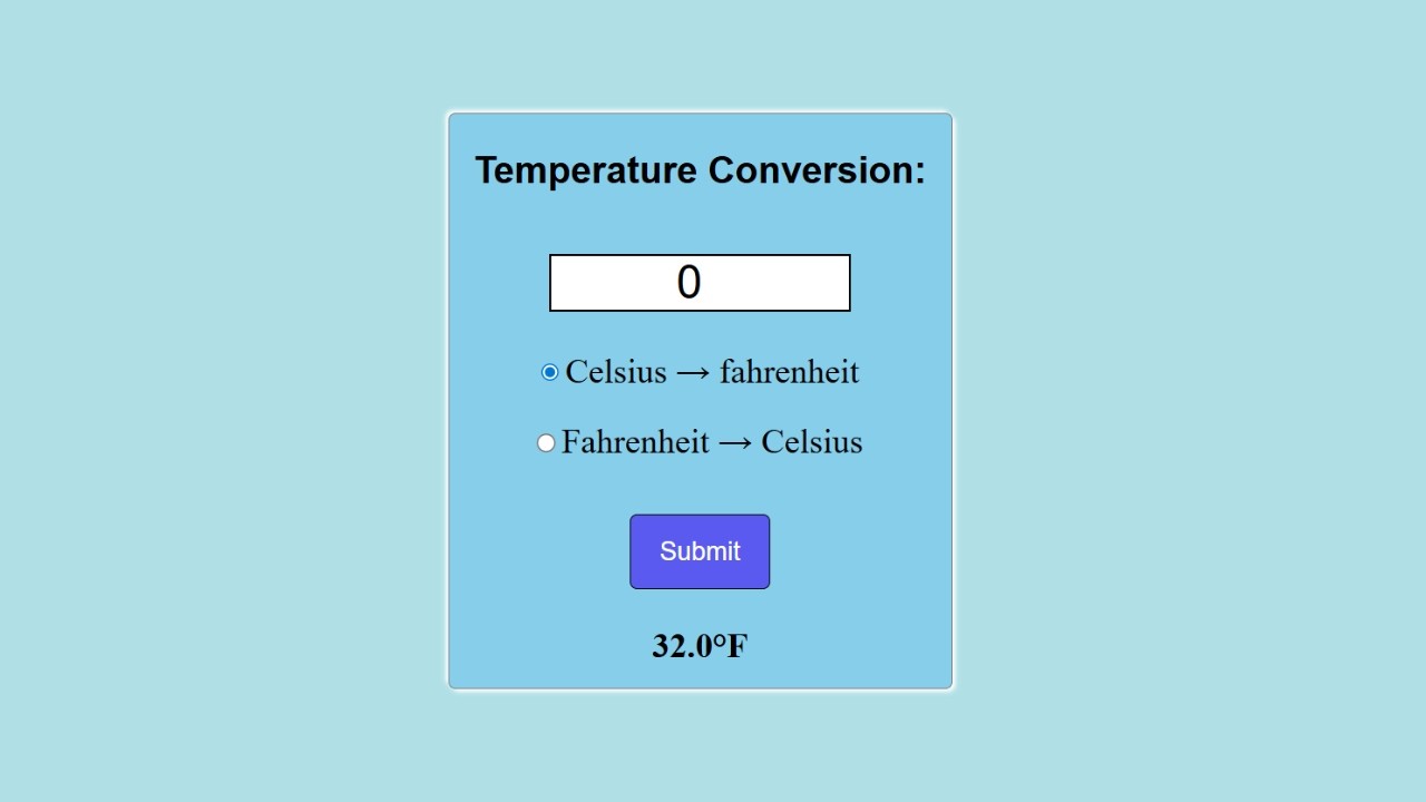Temperature Converter using HTML CSS JS | Beginner JavaScript Project