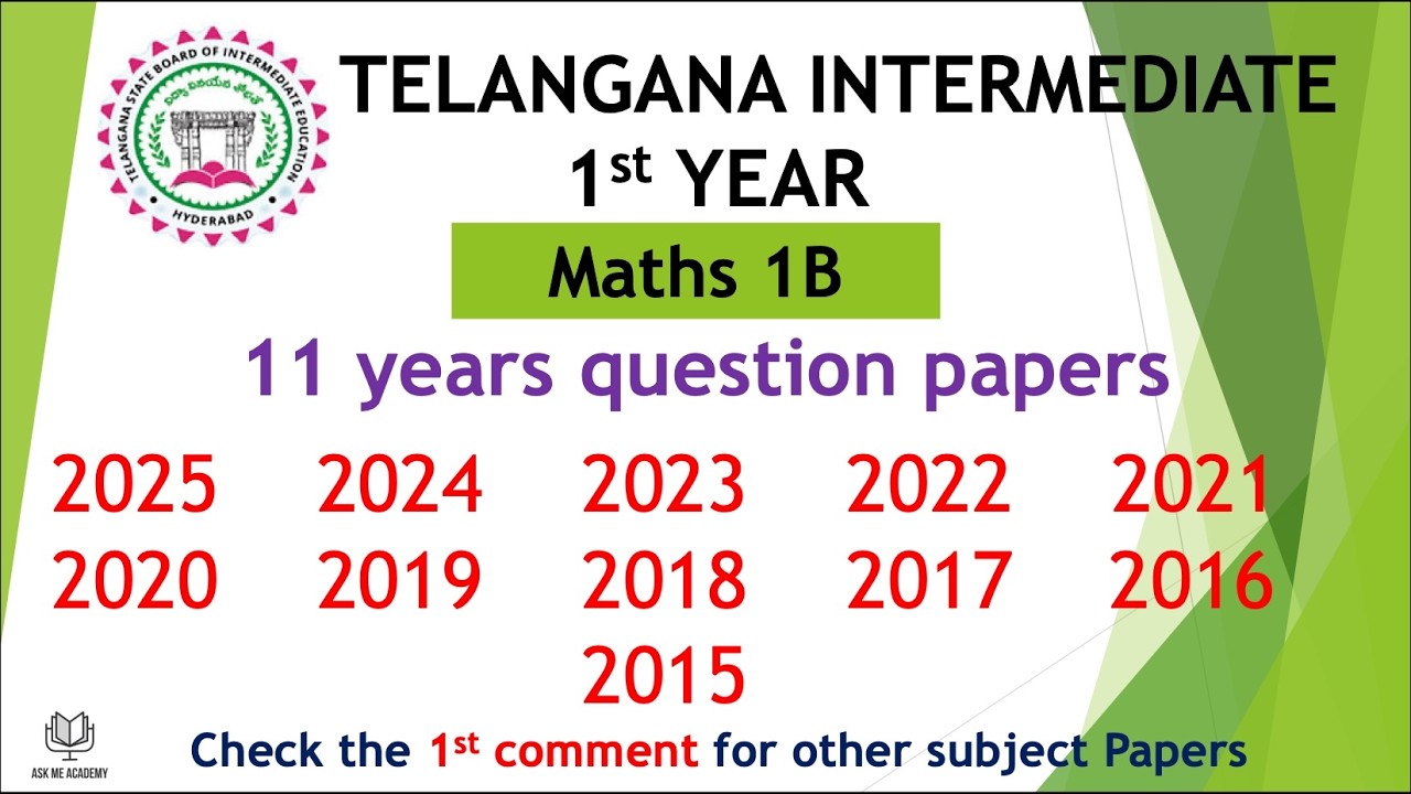 TS Inter 1st Year Maths 1B 2025 - 2015 11 years previous Question Papers IPE Telangana TG inter