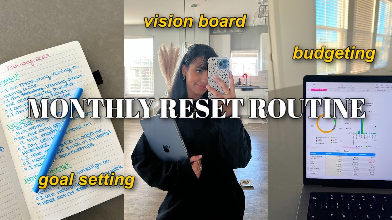 MONTHLY RESET ROUTINE (2022 goal setting, monthly budget with me, books i read + vision board)