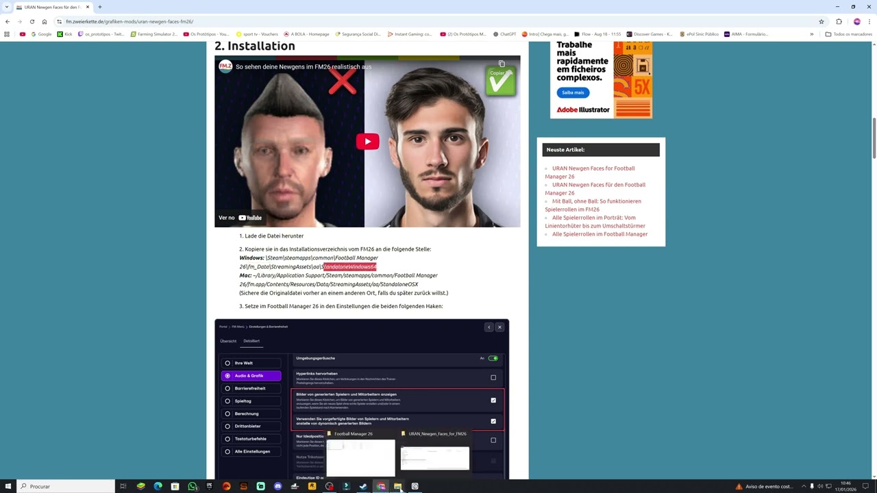 FM26 COMO INSTALAR NOVAS CARAS PARA NEWGENS/REGENS