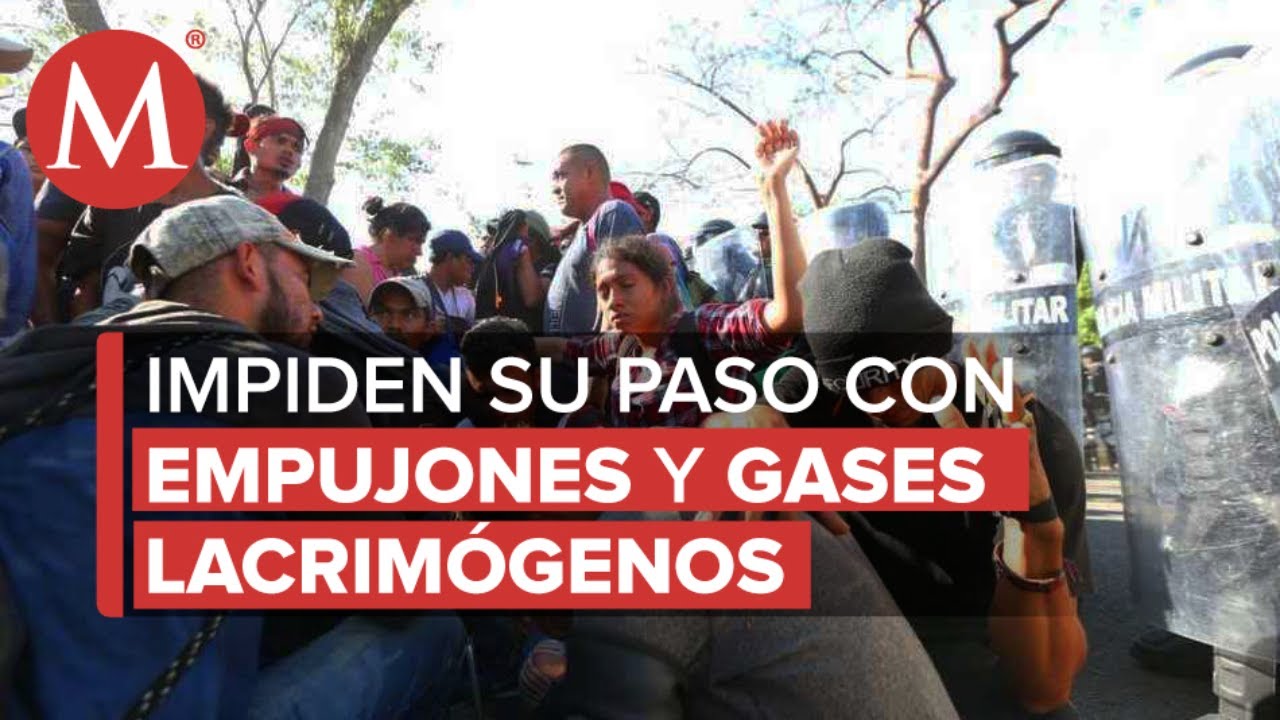 Guardia Nacional frena avance de caravana migrante en Chiapas