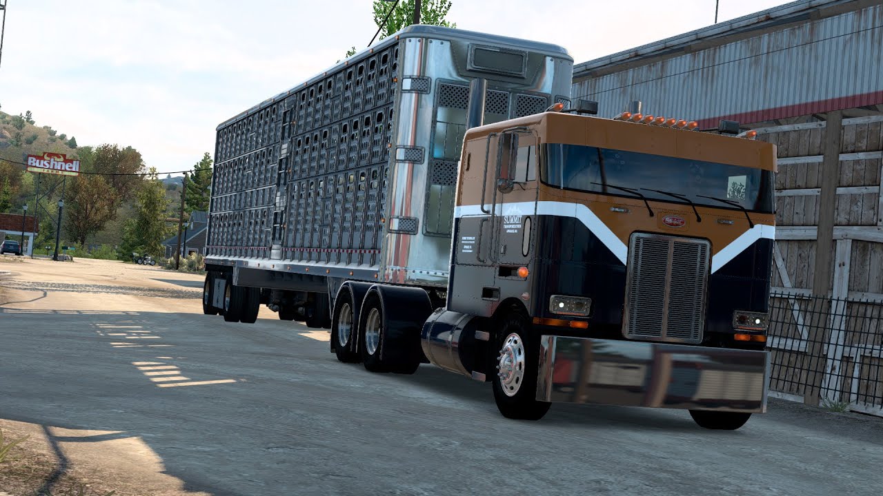 ATS 1.42 Gameplay//Peterbilt 362 with Livestock trailer// Peterbilt 362 скотовоз
