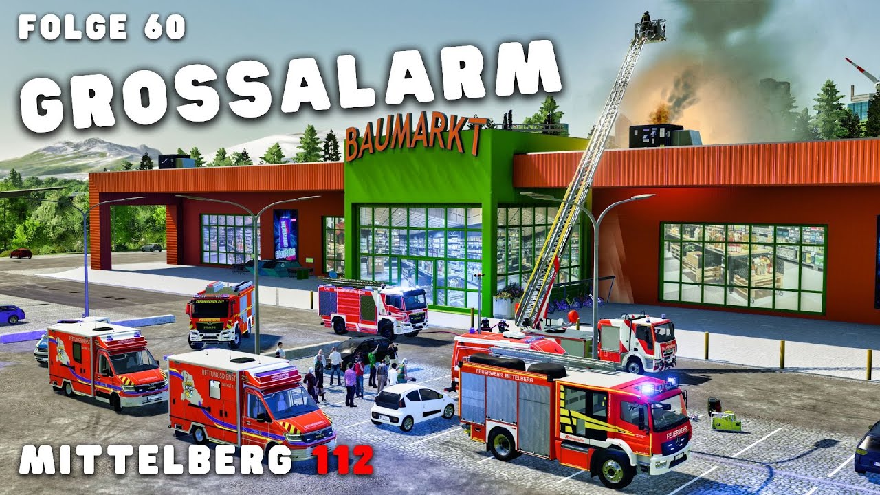 MITTELBERG 112 - SOLARANLAGE auf BAUMARKT Dach brennt! Großalarm für die Berufsfeuerwehr Mittelberg