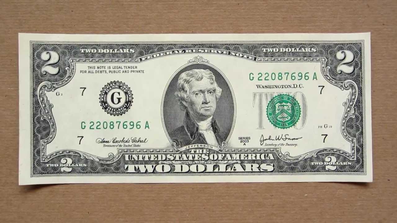 2 US Dollars Banknote (Two US Dollars / 2003) Obverse and Reverse