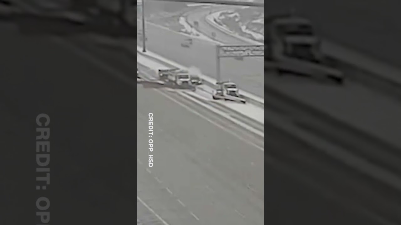 Video shows driver slamming into plows on Hwy. 407 during early morning snowfall