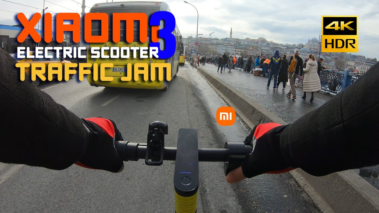Xiaomi Mi Electric Scooter 3 - Riding In Istanbul Traffic Jam (Environment Sound Only) 4K