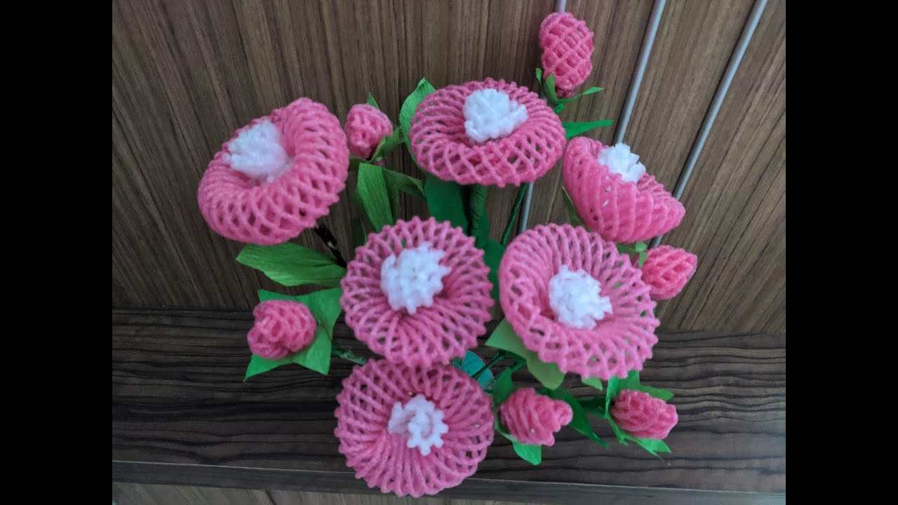 Cara membuat bunga dari jaring buah bekas | How to Recycle fruit pack become flower #creativeidea8