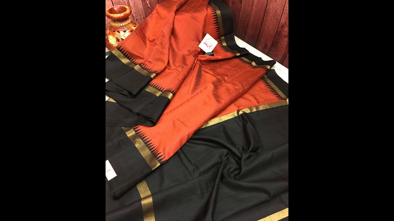 Rust Color Raw Silk Saree