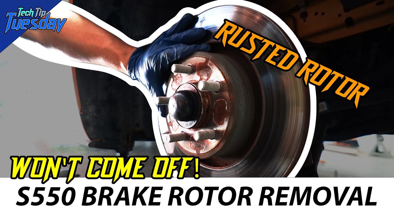 How to safely remove Rusted or Stuck Front Brake Rotors - S550 Mustang (TECH TIPS)