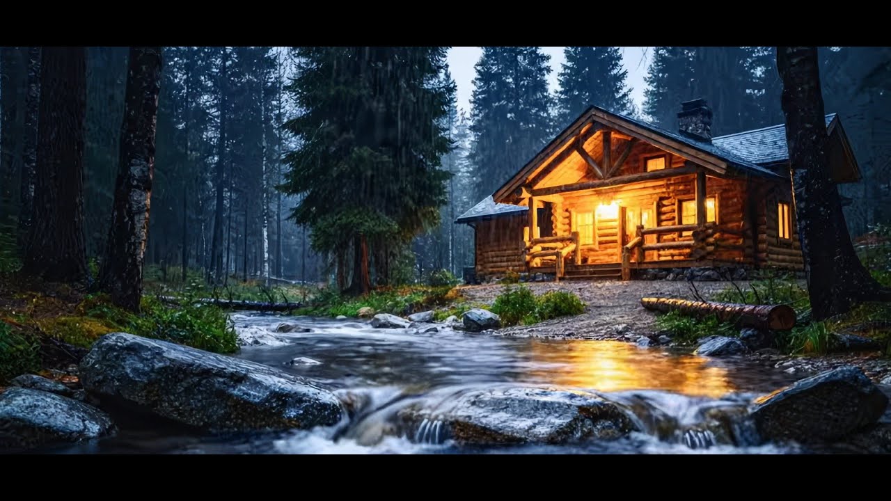 Heavy Rain on Tin Roof in a Cozy Cabin - Sleep Instantly (Dark Screen ASMR)