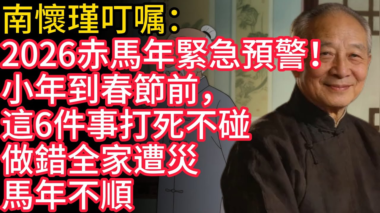 南懷瑾叮嘱：2026赤馬年緊急預警！小年到春節前，這6件事打死不碰，做錯全家遭災、馬年不順