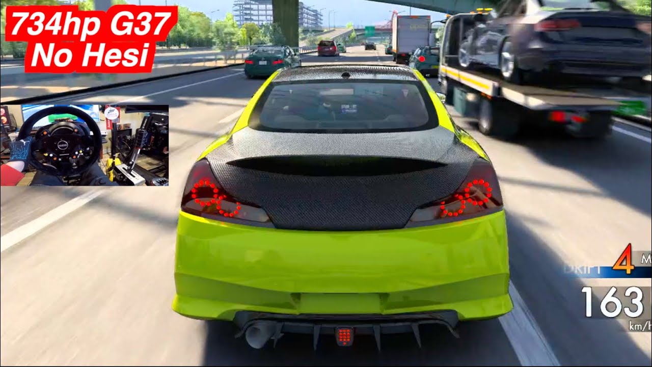 FLAME Spitting 734hp TURBOD G37 Through HEAVY Traffic  In No Hesi SERVER!!