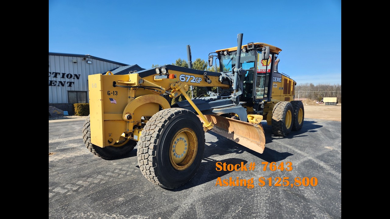 Very Clean 2013 Deere 672GP Grader | 6WD | GPS Ready | FREE Shipping!