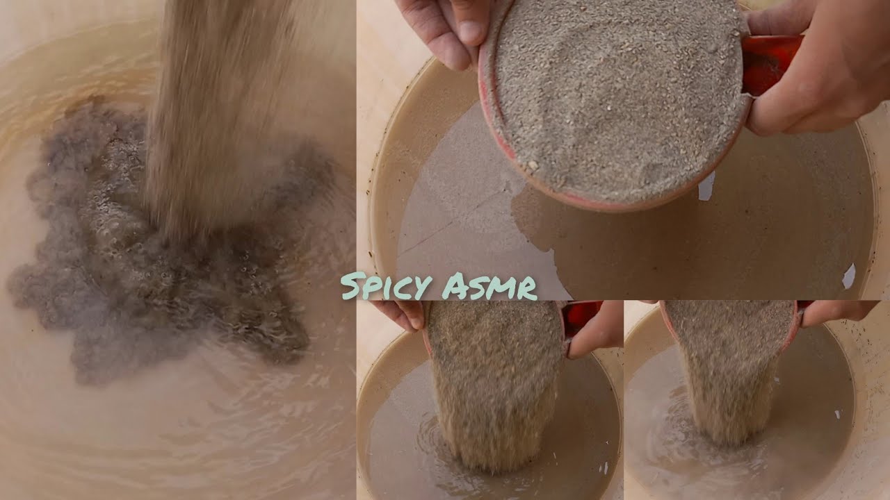 Asmr: 💥 Pouring Of Gritty Sand Cement Texture In Lots Of Water 💦
