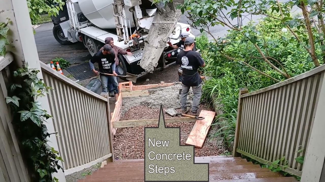 New sidewalk, steps, and retaining wall