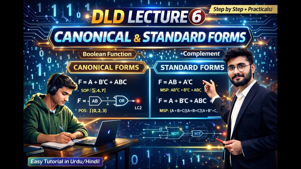 Canonical and Standard Forms in Boolean Algebra | Sum of Minterms & Product of Maxterms DLD