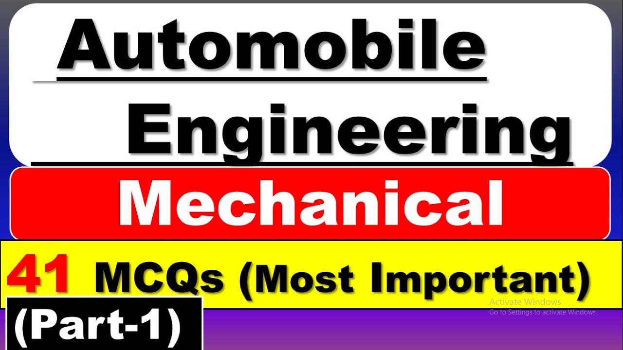 Automobile Engineering MCQ | Automobile Engineering MCQ Questions and Answers | Part-1