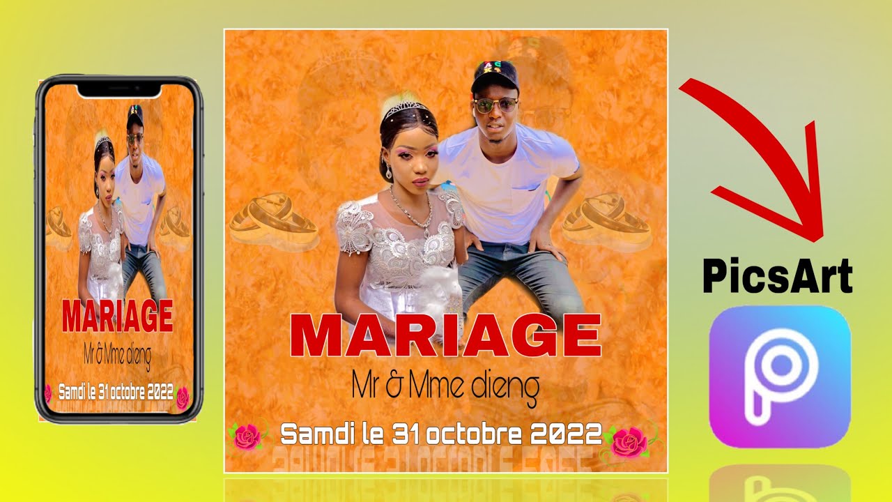 Comment créer très Bell affiche mariage sur Picsart en wolof