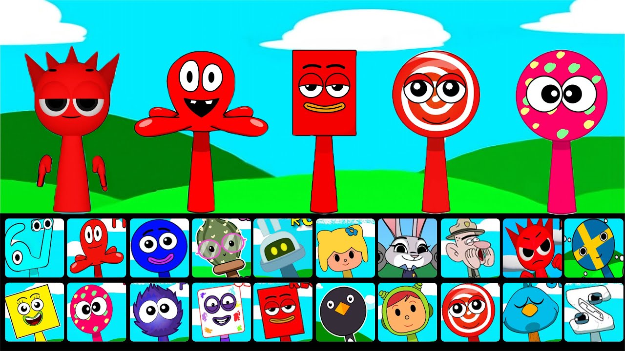 🔥 NEW Sprunki OCs Characters - Candy (Catch The Candy) , Rectangle , Raddy , Fred , Racy