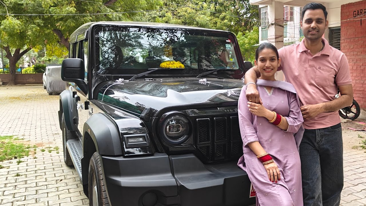Car delivery vlog THAR ROXX MX1 PETROL MANUAL#thar #tharlover #tharroxx #comedy #family #couple