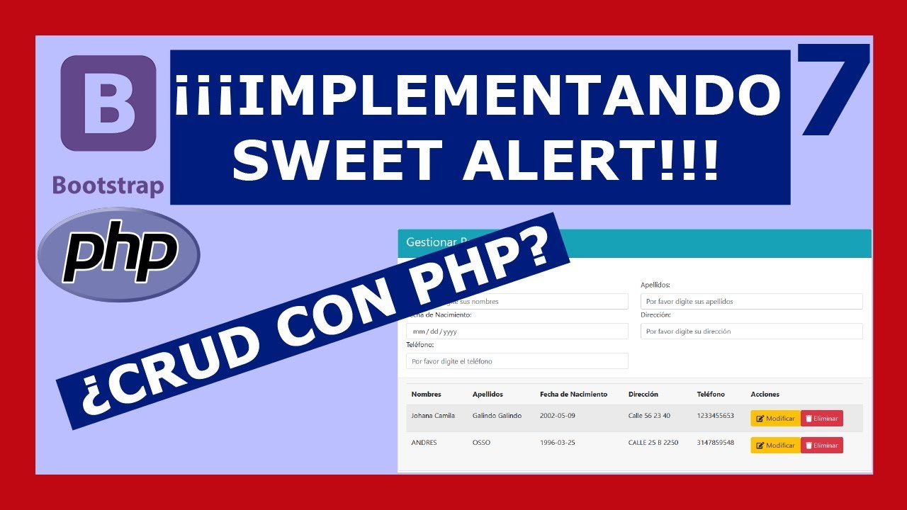 7 | Como crear CRUD PHP con MySQL | Implementando Sweet Alert
