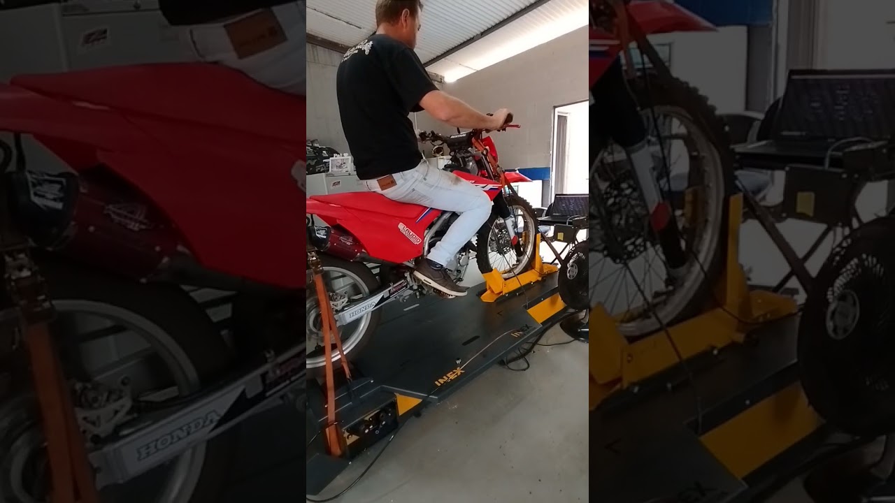 Teste CRF 250f com kit 310 no dinam&ocirc;metro Inex.   #crf250f #motocross #4stroke #shorts #short