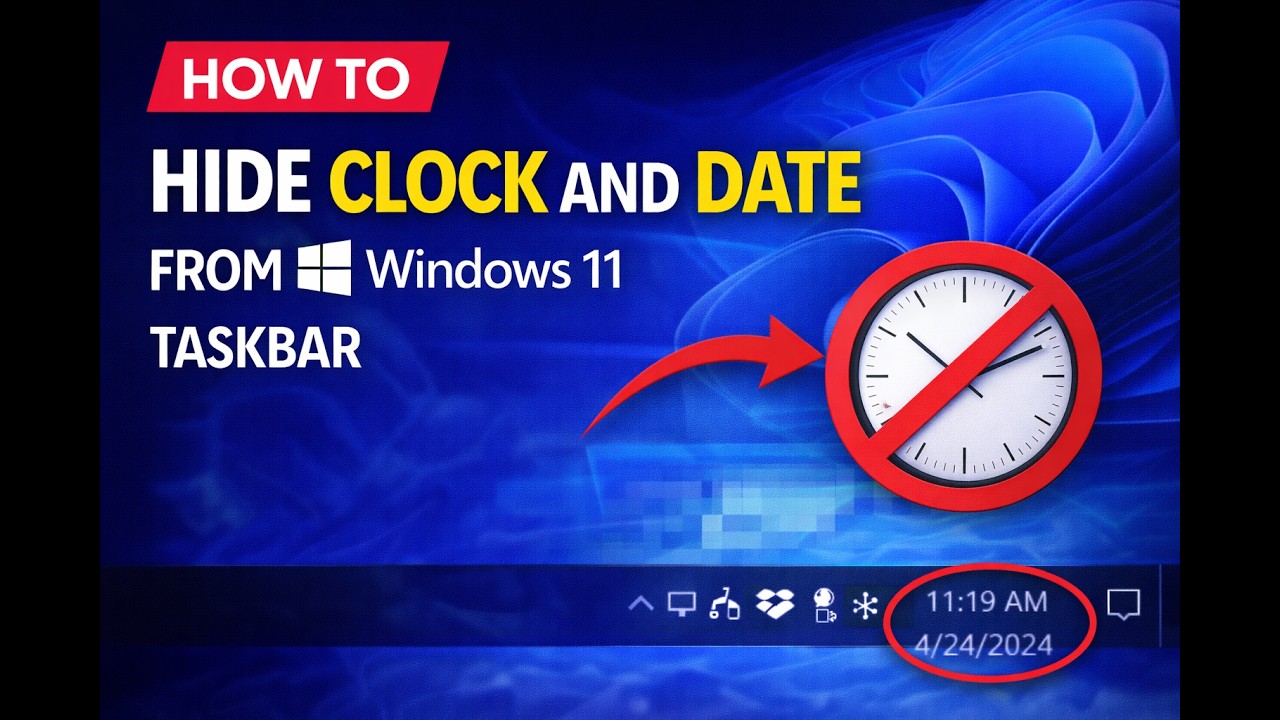 How to Hide Clock and Date from Windows 11 Taskbar | GearUpWindows Tutorial
