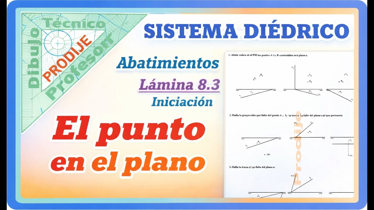 Diédrico. Abatimientos LÁMINA 8.3. INICIACIÓN EL PUNTO EN EL PLANO (9 ejercicios). Dibujo técnico