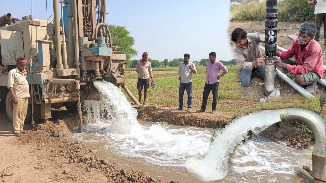Borewell Drilling - 10 Hp Motor 240 Feet Deep boring With Coconut water checking Method | Borewells