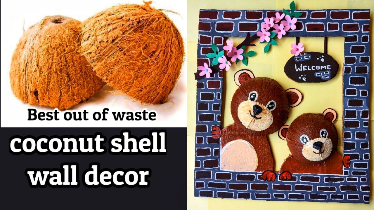 Best out of waste| Coconut shell wall decor DIY| #coconutshellcraft #cardboard wall decor| wall art