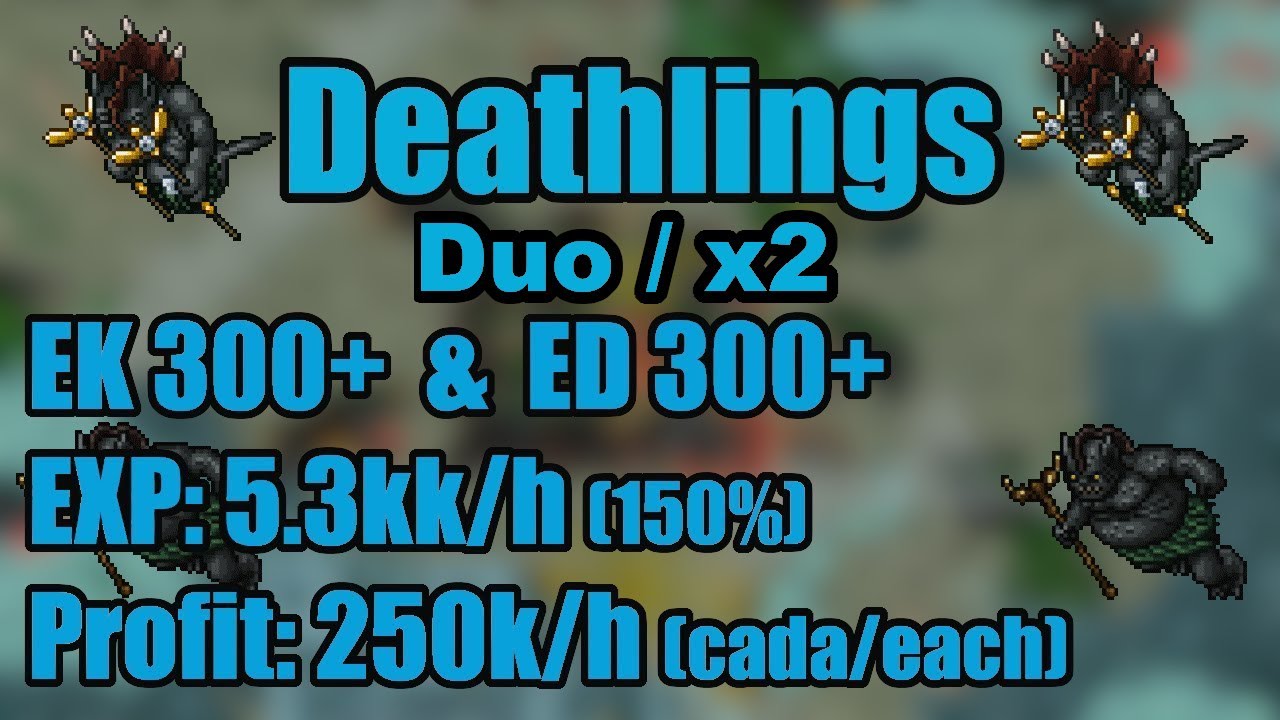 Deathling hunt Duo EK & ED 300+ (Exp: 5.3kk/h, 150%, Profit: 250k/h each)