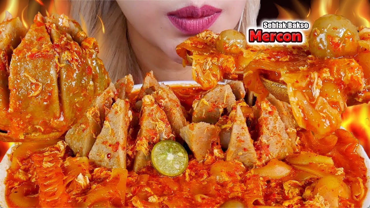 ASMR 💥😋SEBLAK MERCON + BAKSO URAT BOGEM PEDAS NYEMEK🌶 SPICY BEEF MEATBALL