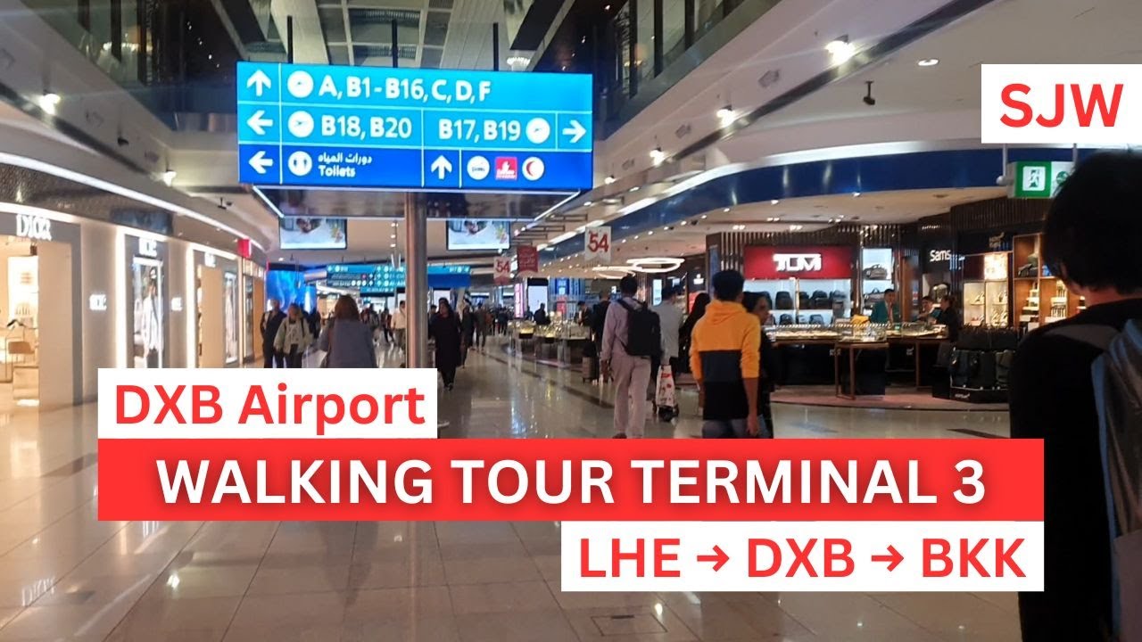Dubai Airport DXB Walking Tour | Terminal 3 to Terminal A Gate 4 | Full Transit Experience | SJW