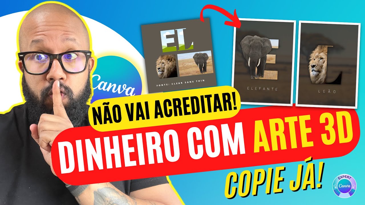 NÃO SABE FAZER ISSO? DINHEIRO COM CANVA ARTE 3D, EFEITO 3D NO CANVA 🔥