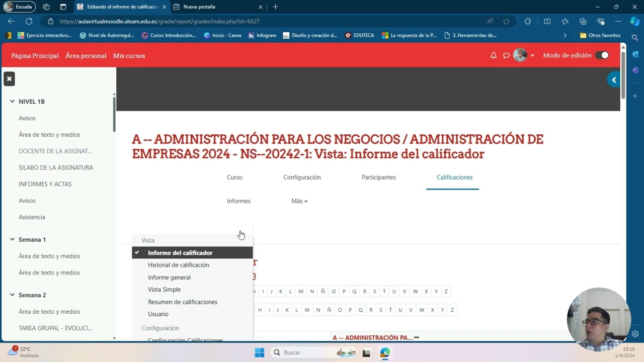 CONFIGURACION DEL LIBRO DE CALIFICACIONES MOODLE