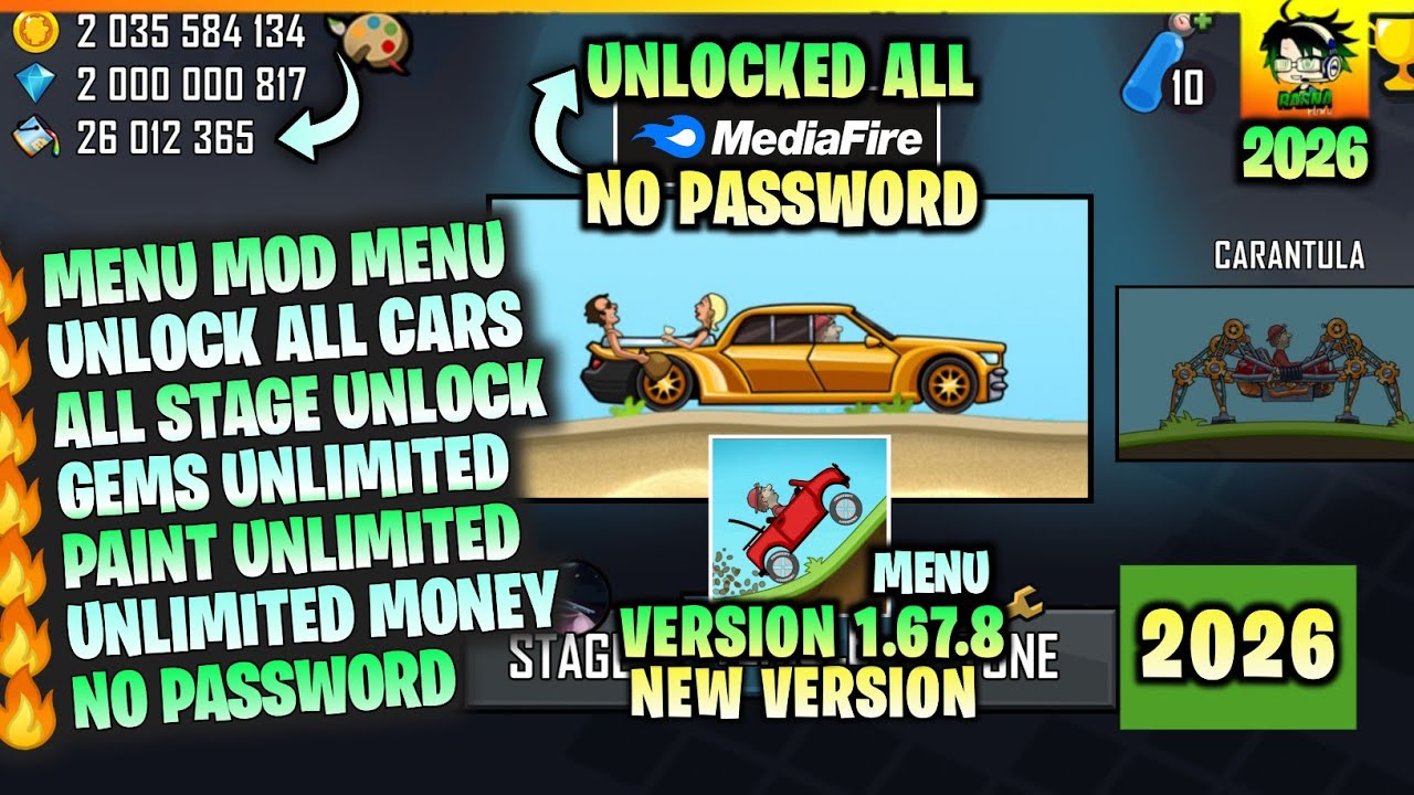 MOD‼️Hill Climb Racing Mod Apk v1.67.8 Latest Version 2026 || Hill Climb Mod Unlocked & Unlimited