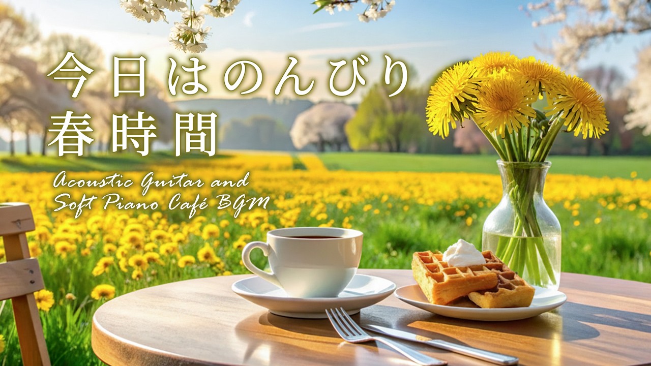 【春の癒しBGM】今日はのんびり春時間🌼穏やかで自律神経が整うピアノとアコースティックギターのカフェ音楽｜作業用・読書・リラックス #chill #作業用bgm
