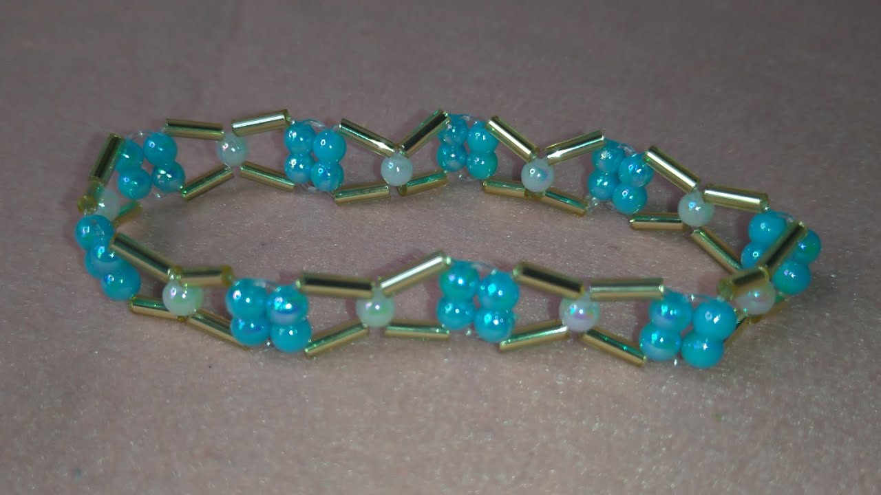 Pulseira com canutilhos e pérolas linda e fácil de fazer