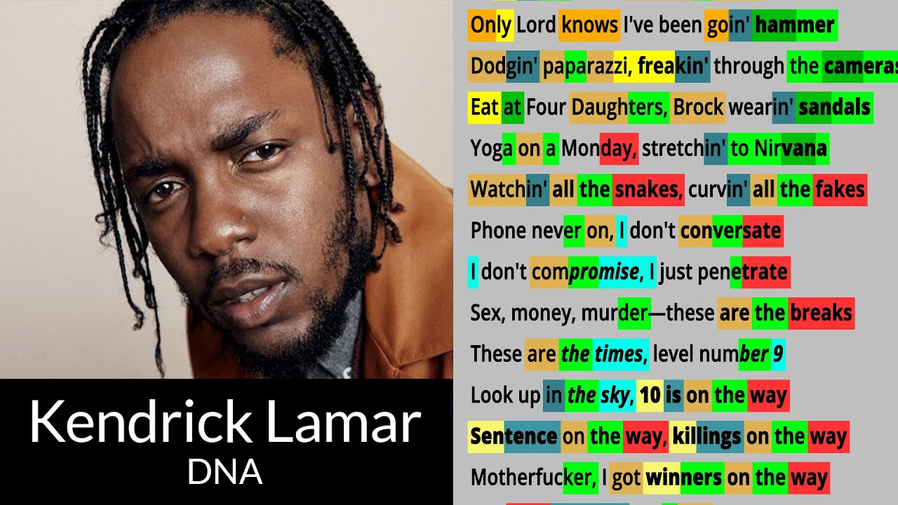 Kendrick Lamar - DNA - Rhyme Check lyric video