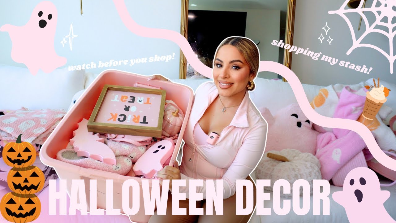 Is It Too Much? 👀 Going Through My Pink Fall Halloween Decor Hoard 🎀👻✨